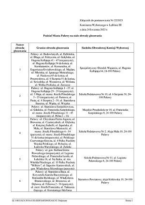 Podział Miasta Puławy na stałe obwody głosowania