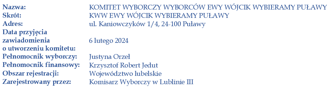 Komitet Wyborczy Wyborców Ewy Wójcik WybieraMYPuławy